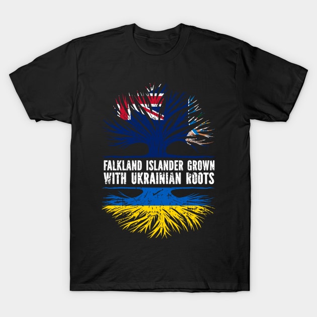 Falkland Islander Grown with Ukrainian Roots Flag T-Shirt by silvercoin